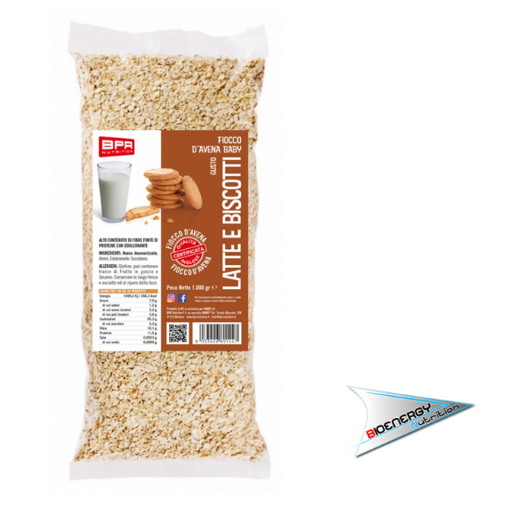 Bpr Nutrition-FIOCCO D'AVENA BABY AROMATIZZATO (Conf. 1 Kg)   Latte e Biscotti  